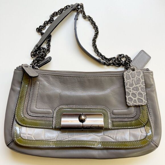 Coach Handbags - Vintage COACH Kristin Leather Crossbody hobo Bag gray and chain strap